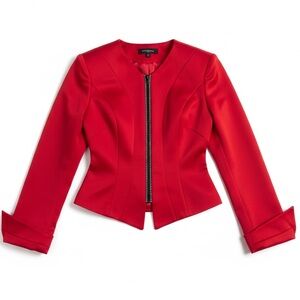 VTG 80s Linda Segal red satin crystal tuxedo jacket 8